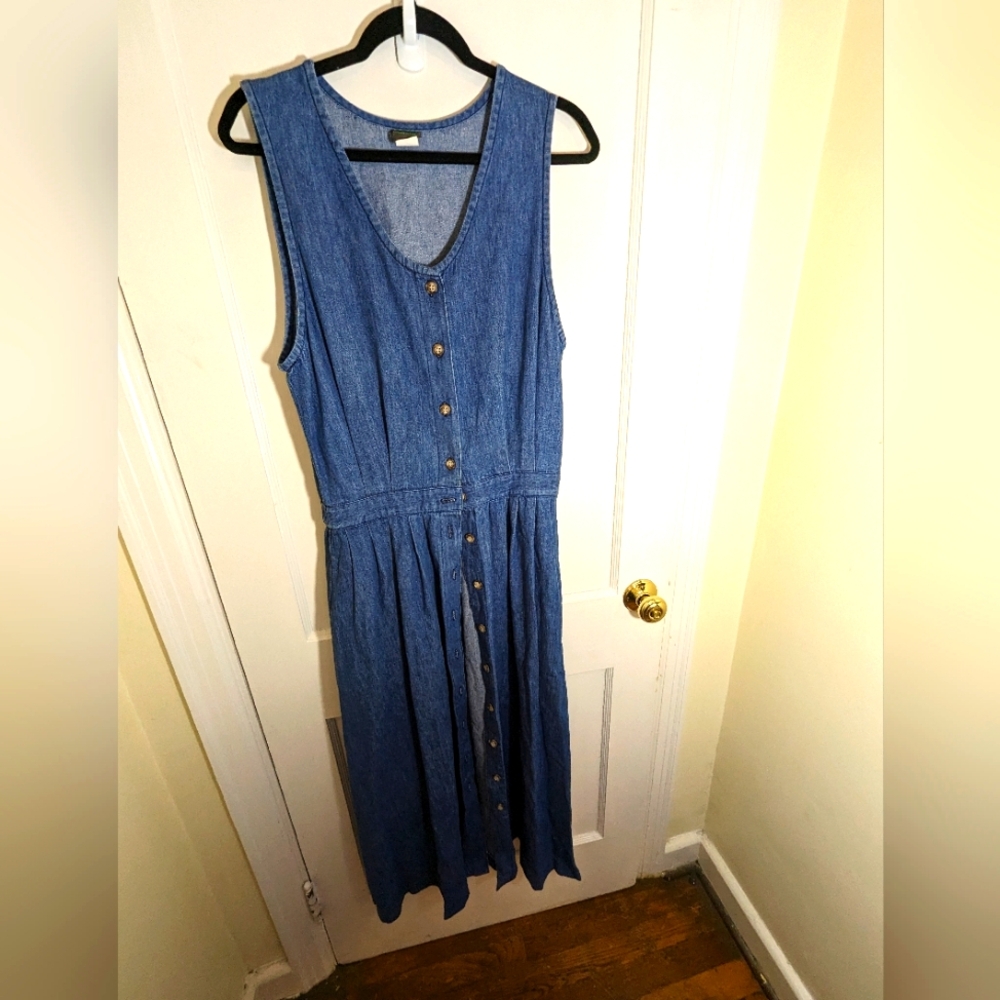 Vintage denim dress Country Cottagecore 100% cotton
